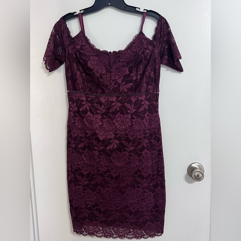Guess Burgundy Lace Mini Dress